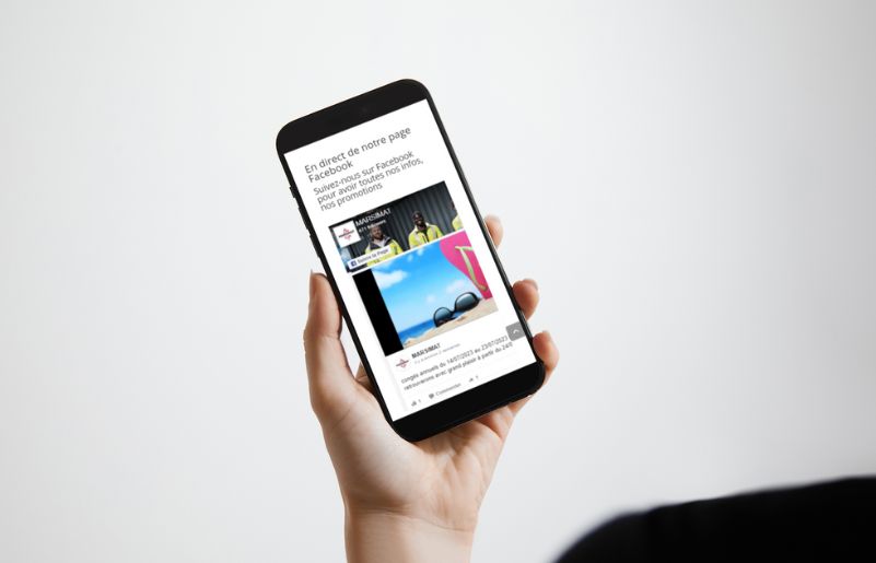 Votre page Facebook intégrée automatiquement dans la one page business card de MMBeWeb