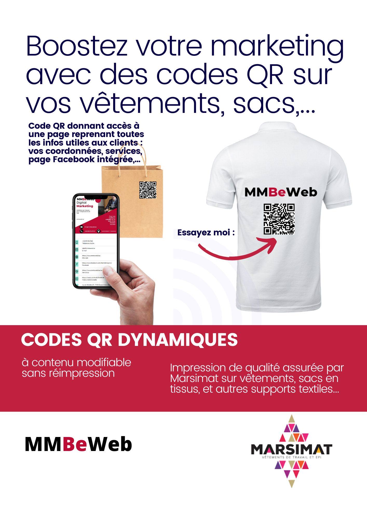 Code QR sur vêtement de travail proposé par Marsimat et MMBeWeb