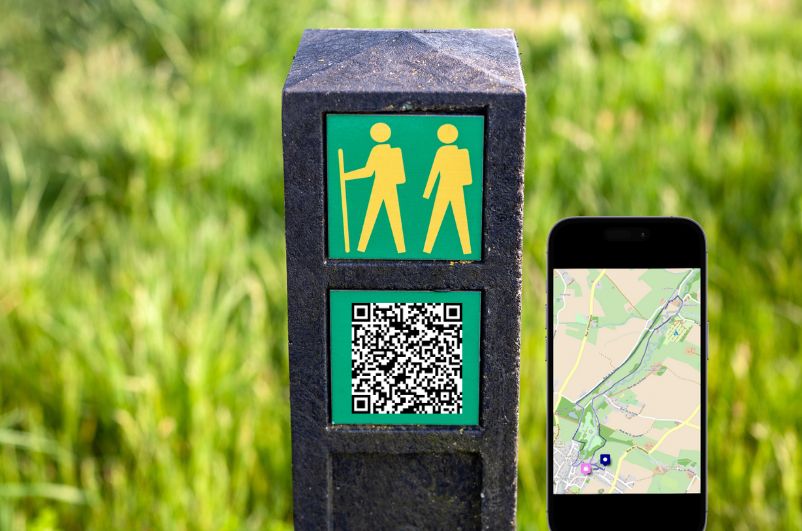 QR code affichant un itinéraire de balade aux promeneurs. Système MMBeWeb